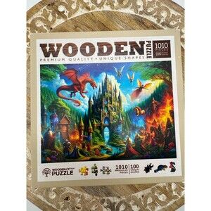 WOODEN.CITY Wooden Puzzle 1000 Pieces Fantasy Castle Dragon Knight Fairy Unicorn